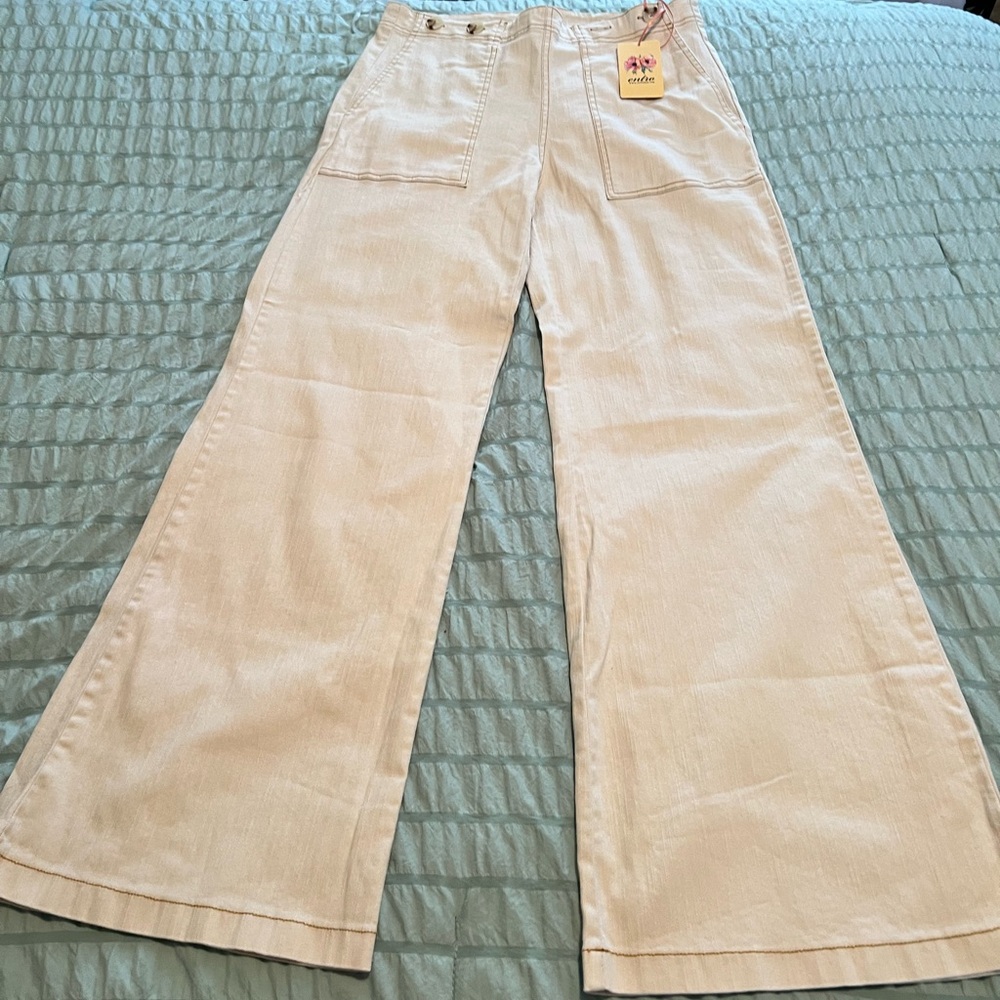 Entro Cream Wide-Leg Trousers